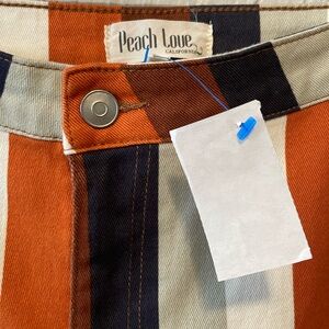 PEACH LOVE BOHO HIPPY CALIFORNIA STRIPED FLARE BELL BOTTOM JEANS NWT